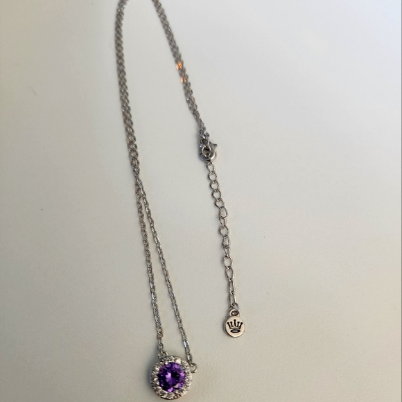 Amethyst halo with white topaz necklace - Picture 2 of 3